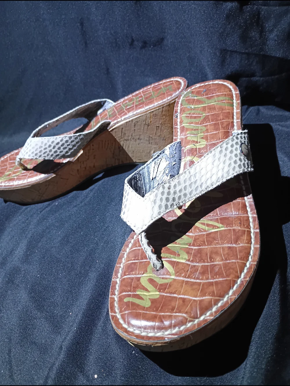 Sam Edelman Snakeskin Leather Cork Wedges
